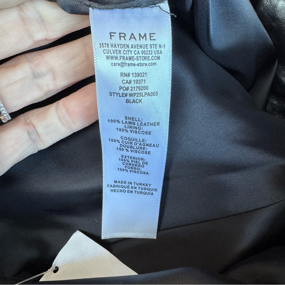 FRAME Denim Black Leather The Bubble High-Waist Luxury Designer NWT Size 25 - Picture 10 of 13